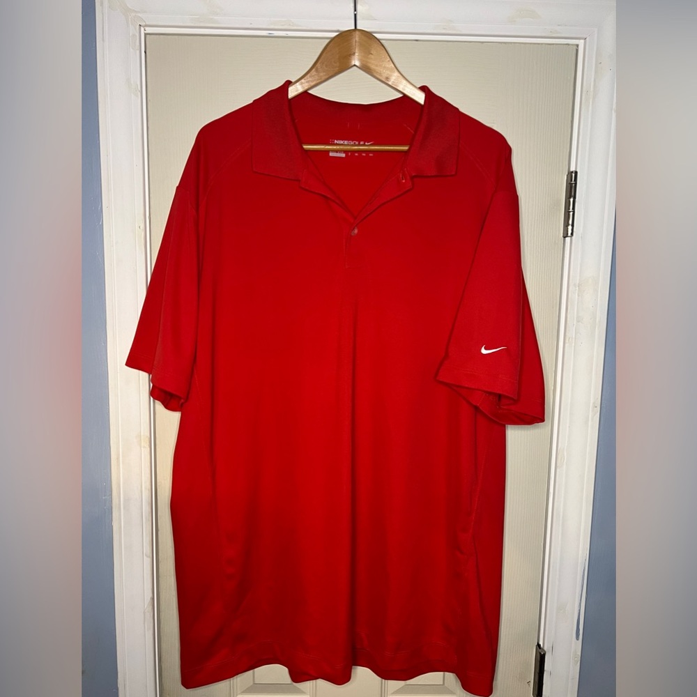 Nike Men's Adult Size 2XL Polo Dri Fit Golf Red Polyester Short Sleeve
